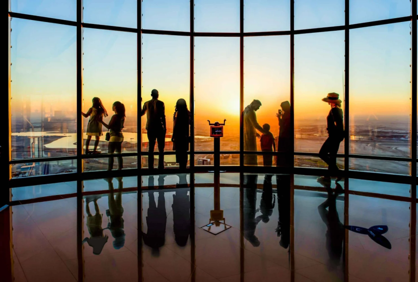 Burj Khalifa at the top 124 floor-sunrise